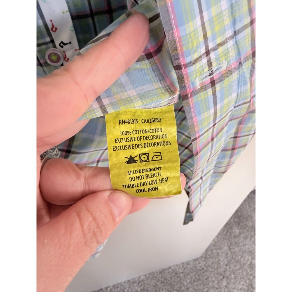 Robert Graham Button Up Shirt Men's Large Plaid Knowledge Wisdom Truth Patch - Picture 8 of 9